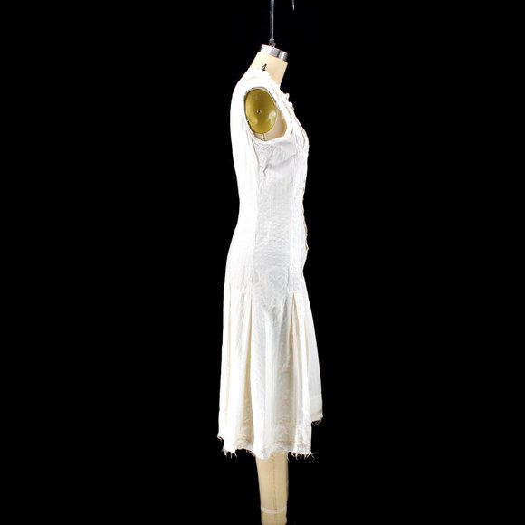 Gary Graham Sleeveless Dress 2006 Button Up Midi Pleated Vintage Cut High Neck S - Picture 4 of 16